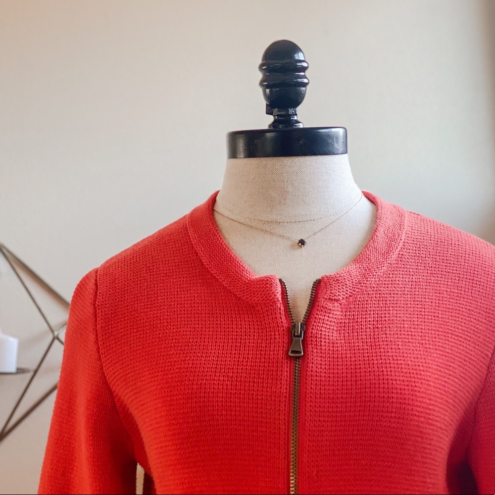 LOFT Fire Orange Zip Up Sweater